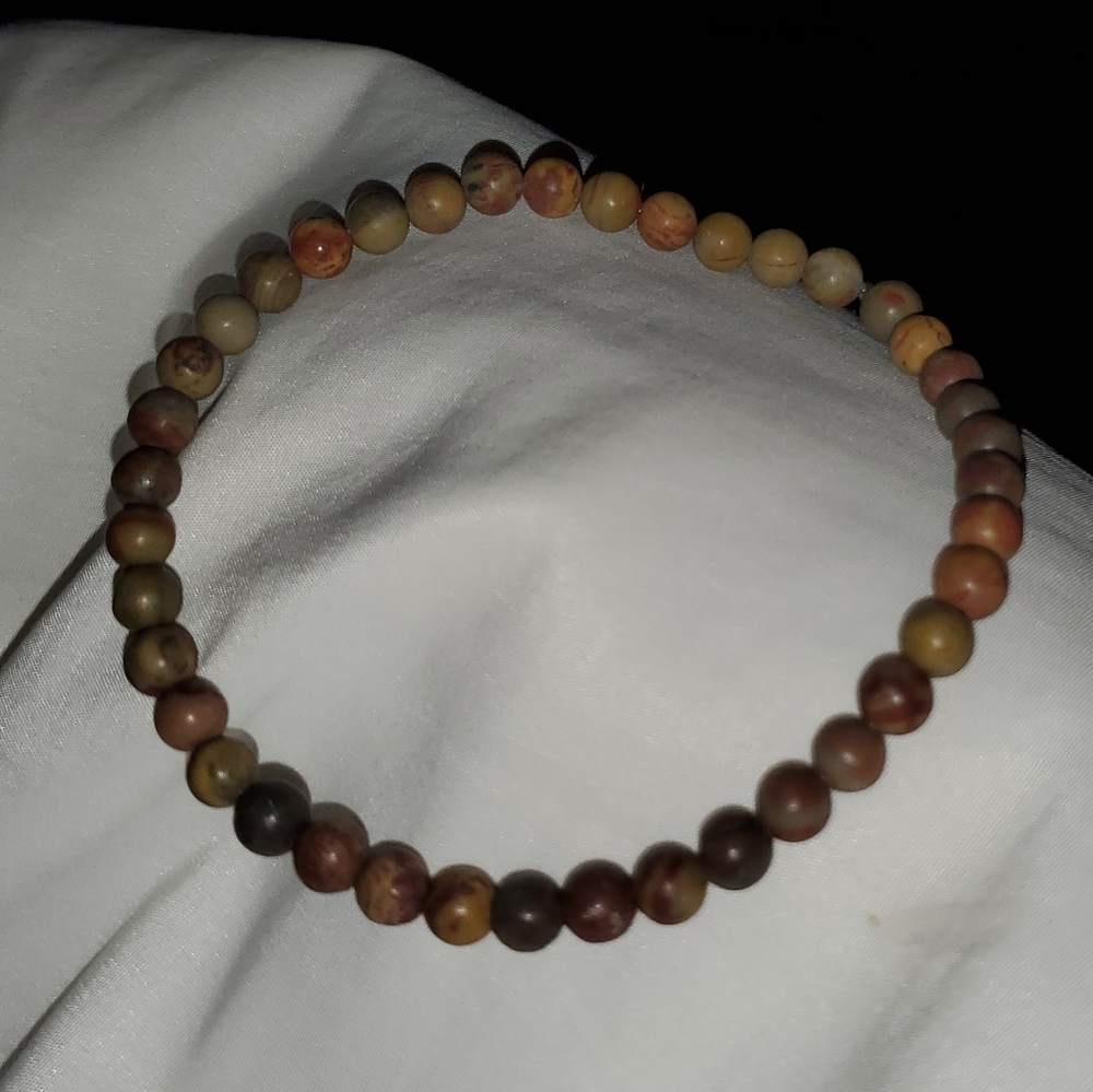 Chinese Rainbow Jasper Handmade Stretch Bracelet